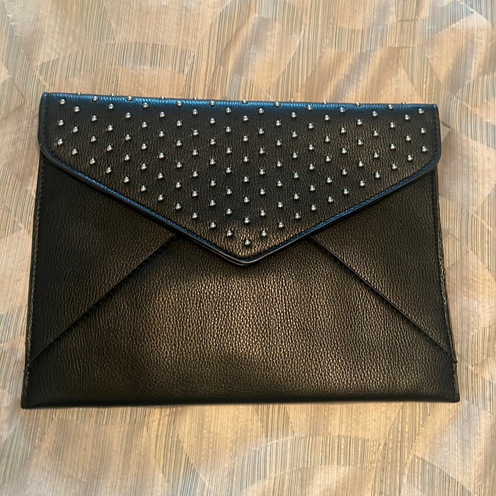 Black Envelope Clutch with Silver Studs
